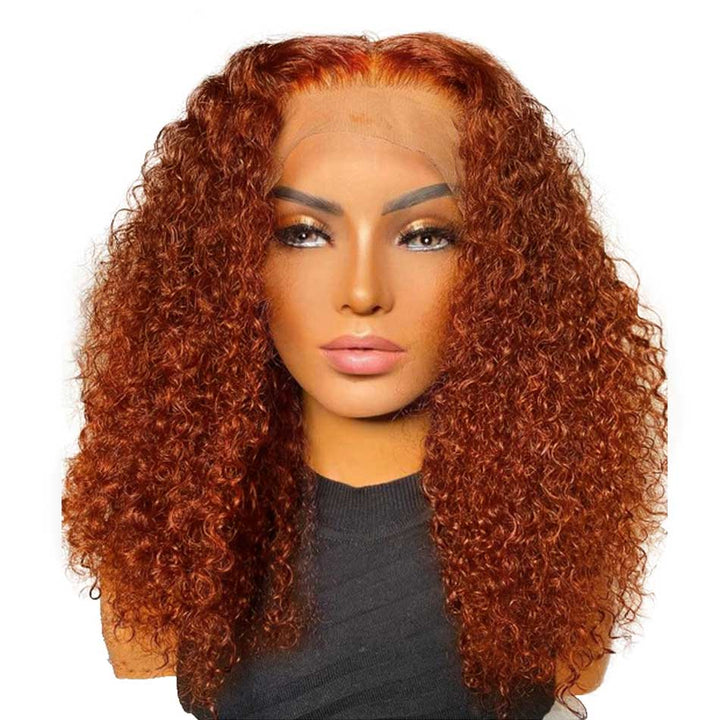 Ginger Orange Colored Short BOB 13x6 Lace Front Wig 5x5 Glueless Ready To Go Human Hair Wigs Jerry Curly