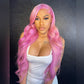 10A 250% Density Bright Purple Pink With Plantium Blonde 13x6 Lace Front Human Hair Wigs Brazilian Body Wave