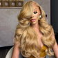 Premium 10A 210% Density Honey Blonde Colored 13x6 Lace Front Wig 6x5 Glueless Ready To Go Human Hair Wigs Body Wave
