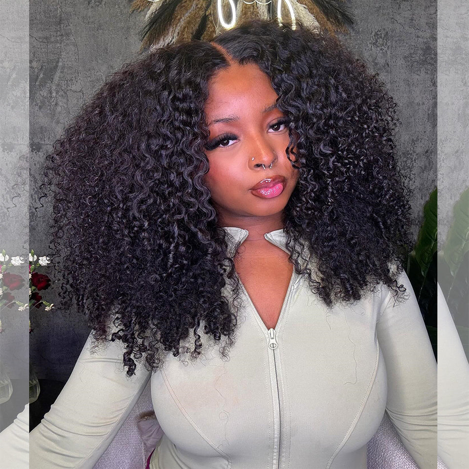 Big Curly Wigs Double Drawn Weft Made 250% Density Kinky Curly Human Hair Wigs