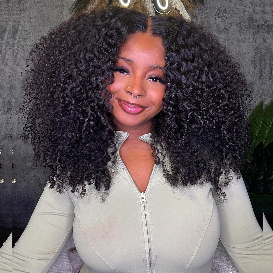 Big Curly Wigs Double Drawn Weft Made 250% Density Kinky Curly Human Hair Wigs