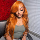 Premium 10A 210% Density Ginger Orange Colored 13x6 Lace Front Wig 6x5 Glueless Ready To Wear Human Hair Wig
