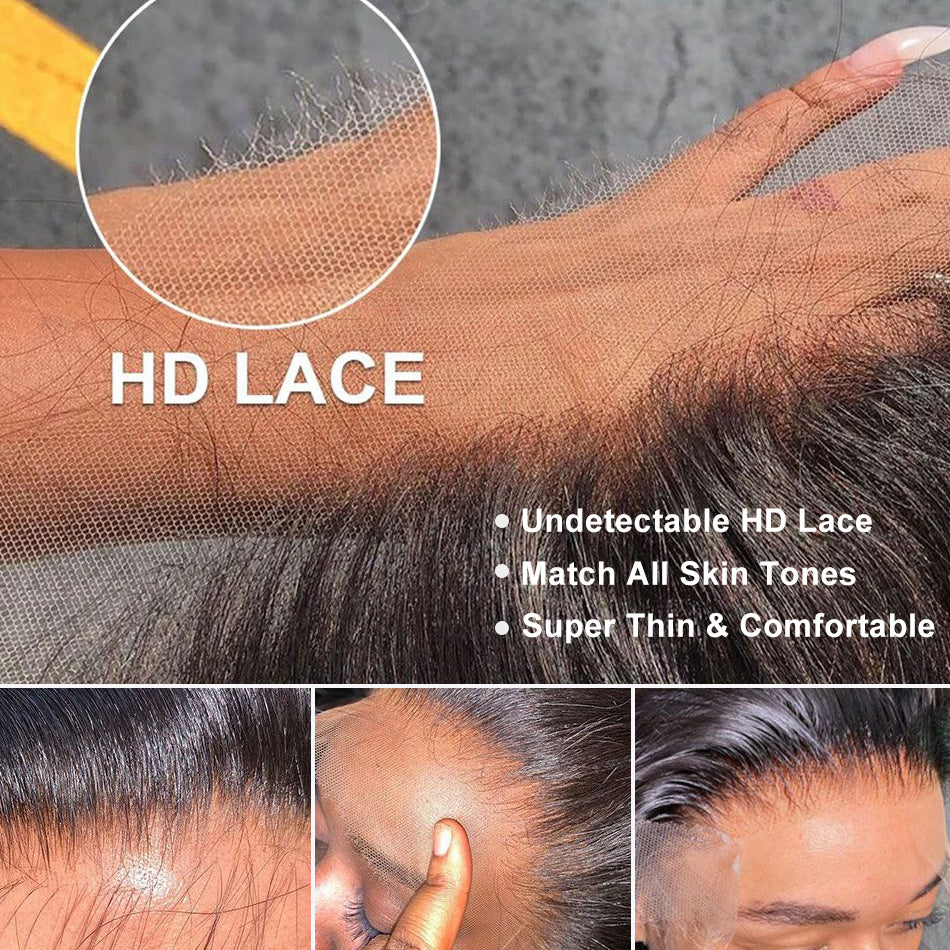 Premium 10A 210% Density Highlight 4/27# Colored Undetectable HD 5x5 13x4 Full Lace Frontal Closure Straight Human Hair Wigs