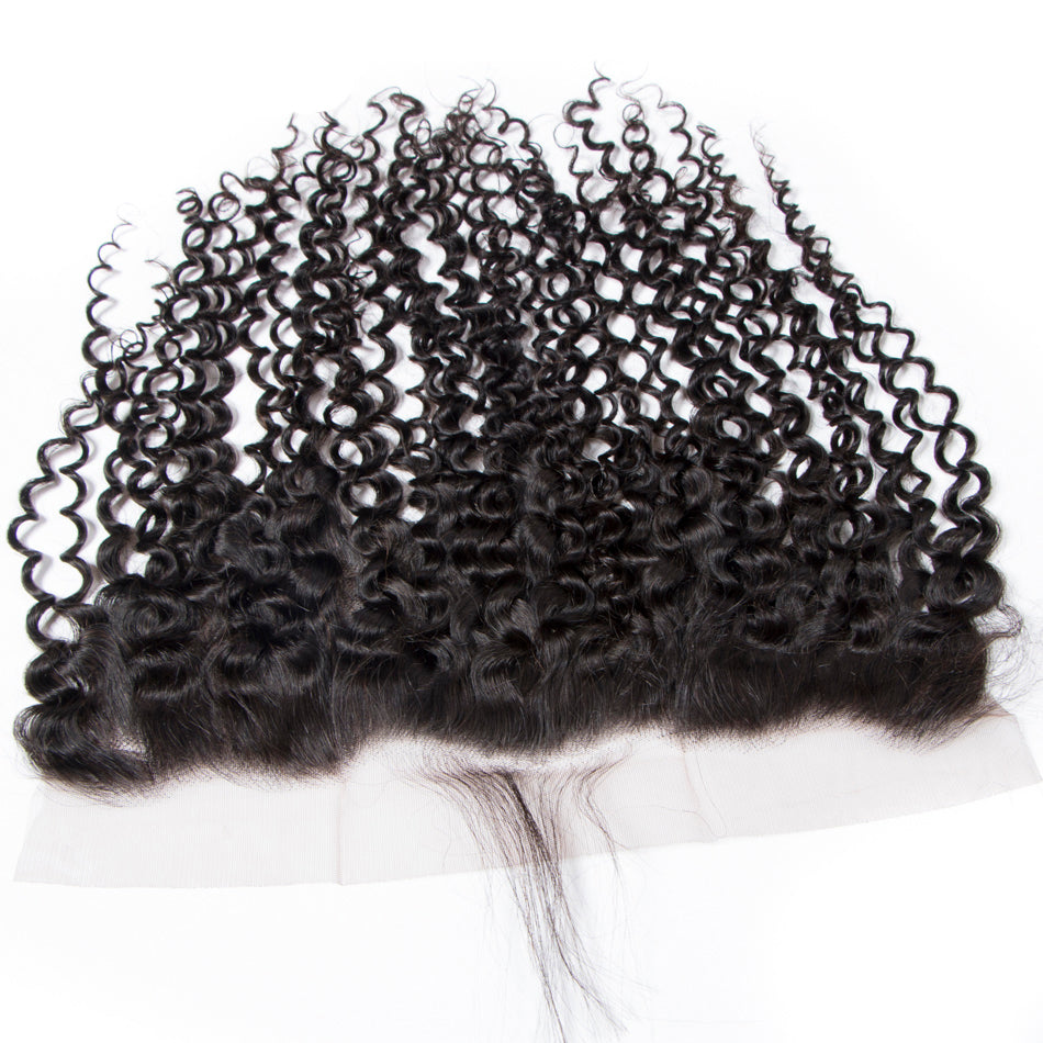 10A Jerry Curly Human Hair 3 Bundles With 13x4 Full Frontal Lace 100% Remy Human Hair