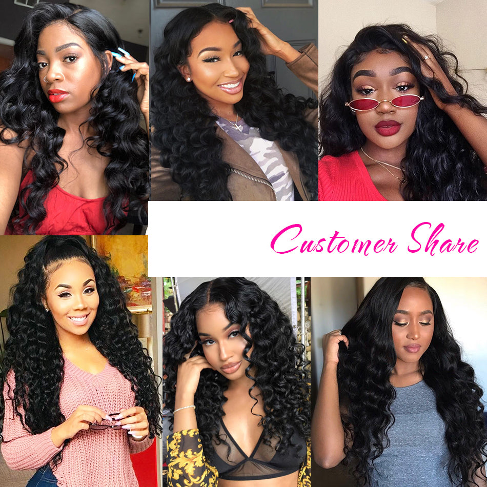 10A Loose Deep Wave Human Hair 3 Bundles With 5x5 Closure 100% Remy Human Hair