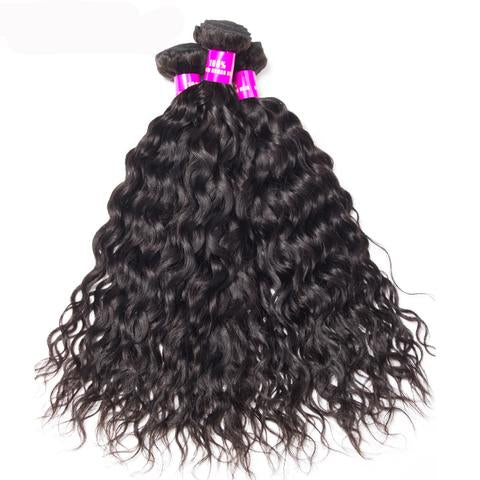 10A Water Wave Human Hair 3 Bundles With 13x4 Full Frontal Lace 100% Remy Human Hair