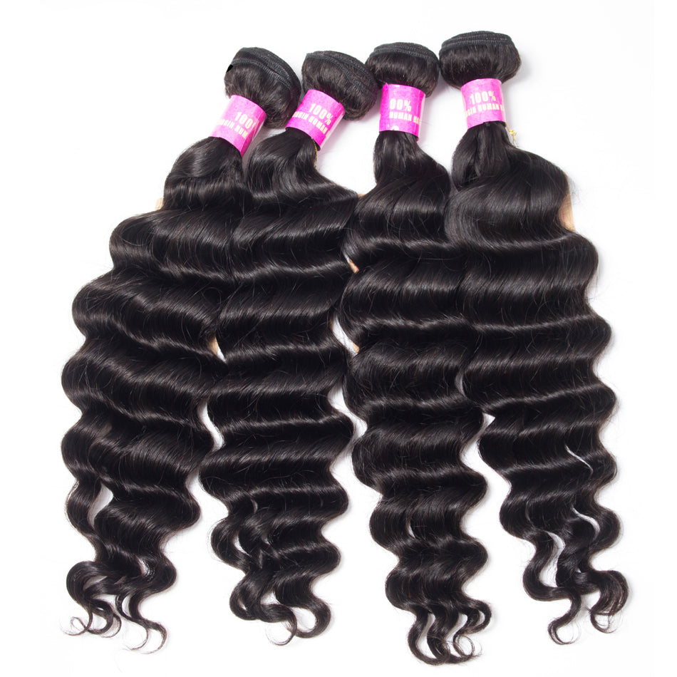 10A Brazilian Loose Deep Wave Hair 1/3/4 Bundles Deal 100% Remy Human Hair Weave