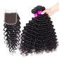 10A Deep Wave Human Hair 3 Bundles With 5x5 Closure 100% Remy Human Hair