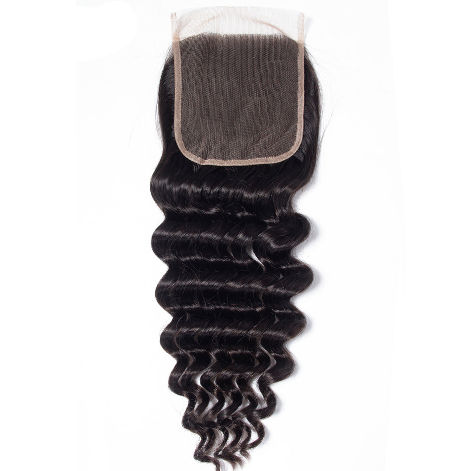 10A Loose Deep Wave Human Hair 3 Bundles With 5x5 Closure 100% Remy Human Hair