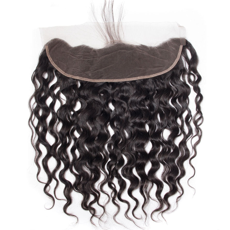10A Water Wave Human Hair 3 Bundles With 13x4 Full Frontal Lace 100% Remy Human Hair