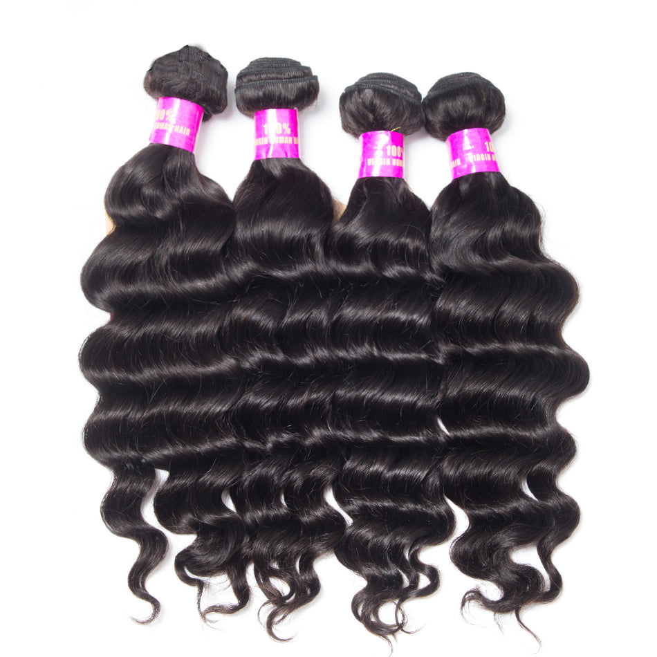 10A Brazilian Loose Deep Wave Hair 1/3/4 Bundles Deal 100% Remy Human Hair Weave