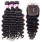 10A Loose Deep Wave Human Hair 3 Bundles With 5x5 Closure 100% Remy Human Hair