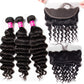 10A Loose Deep Wave Human Hair 3 Bundles With 13x4 Full Frontal Lace 100% Remy Human Hair