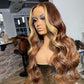 Highlight Blonde Colored Human Hair Wigs Glueless Wigs