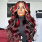 Highlight Honey Blonde With Red Colored 13x6 Lace Front Closure Wig 5x5 Ready To Go Human Hair Wigs Brazilian Body Wave