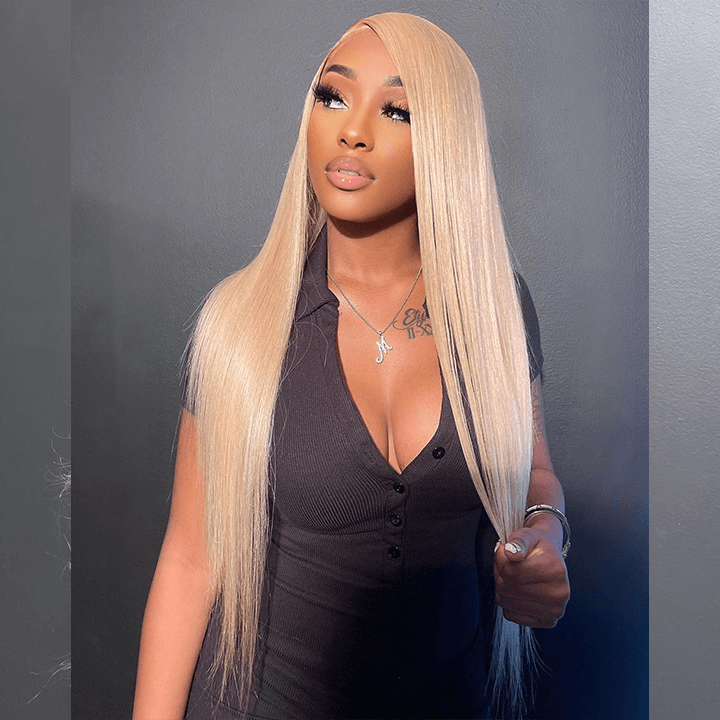 Platinum Blonde Color HD Transparent 13x6 Lace Front Human Hair Wig