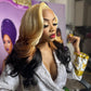 250% Density Customized Ombre 613 Blonde Brown Colored 13x6 Transparent HD Lace Front Human Hair Wig