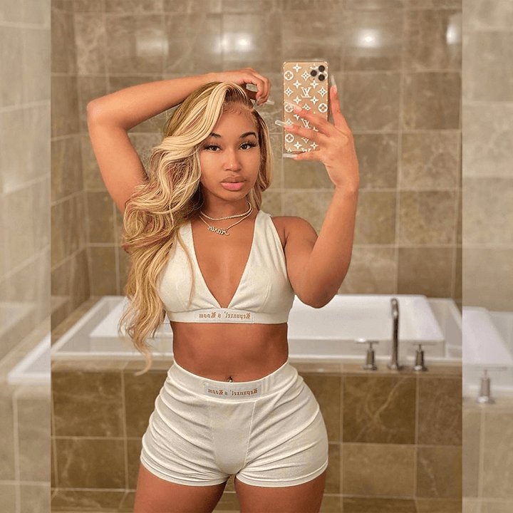 Brown Root Highlight Honey Blonde Colored HD Transparent 13x6 Lace Front Human Hair Wig Body Wave