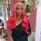 Ombre Pink With Rose Red HD Transparent 13x6 Lace Front Human Hair Wig Body Wave