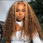 Highlight Colored 13x6 Lace Front Closure Curly 5x5 Glueless Put On And Go Human Hair Wigs