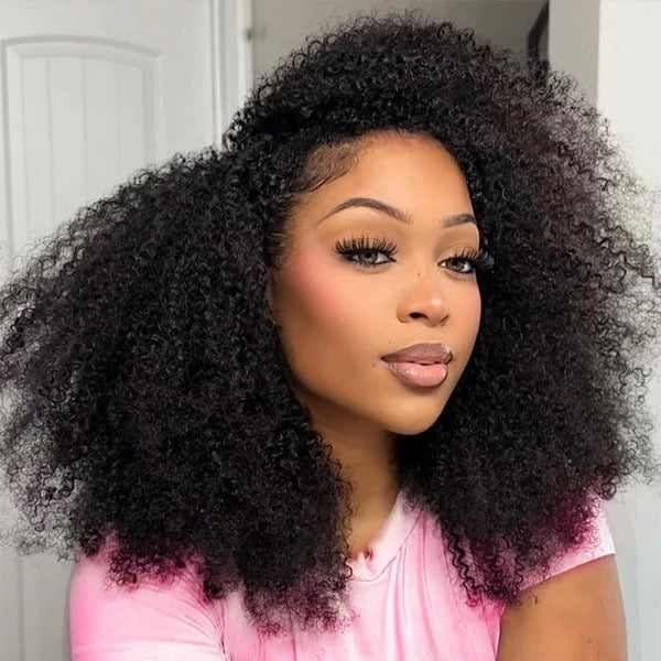 Kinky Curly 3 In 1 Half Wig ( Can be weared in half wig / headband wig / ponytail )
