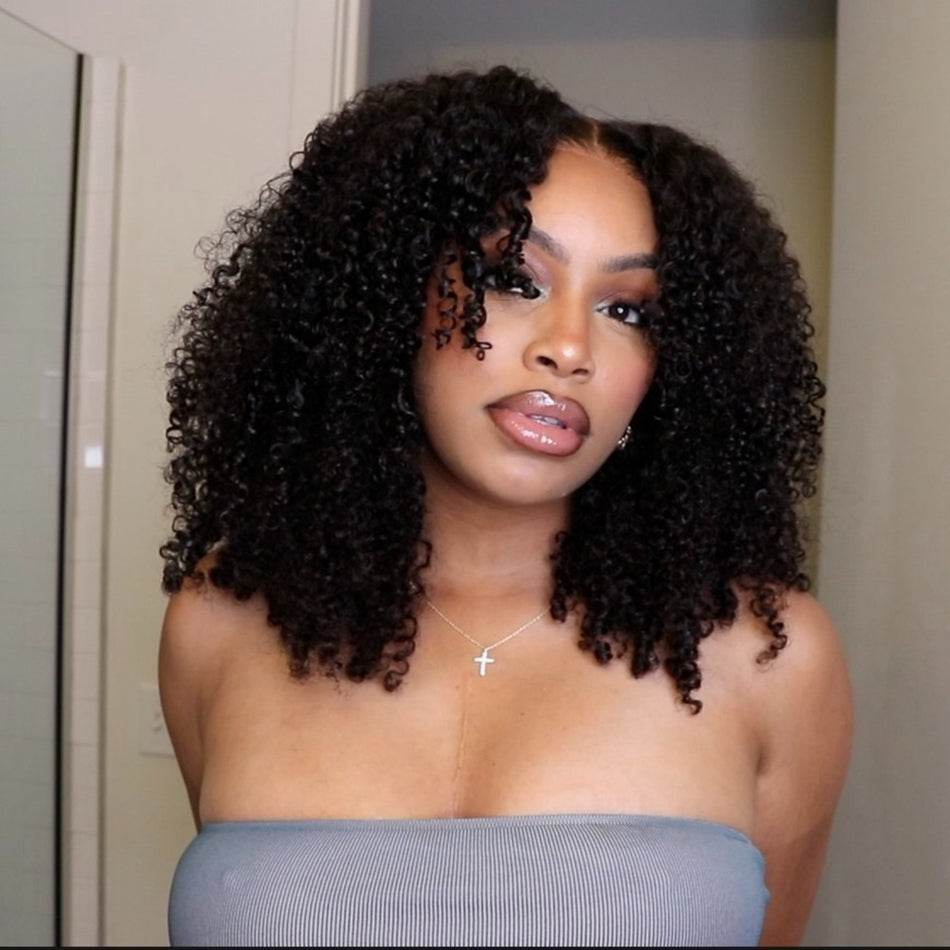 Premium 10A Pre Plucked 6x5 Glueless Lace Closure Wig Kinky Curly Ready To Wear Human Hair Wigs-064