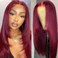 Layered Cut #99j Colored 13x6 Lace Closure Front Wig 5x5 Ready To Go Human Hair Wigs