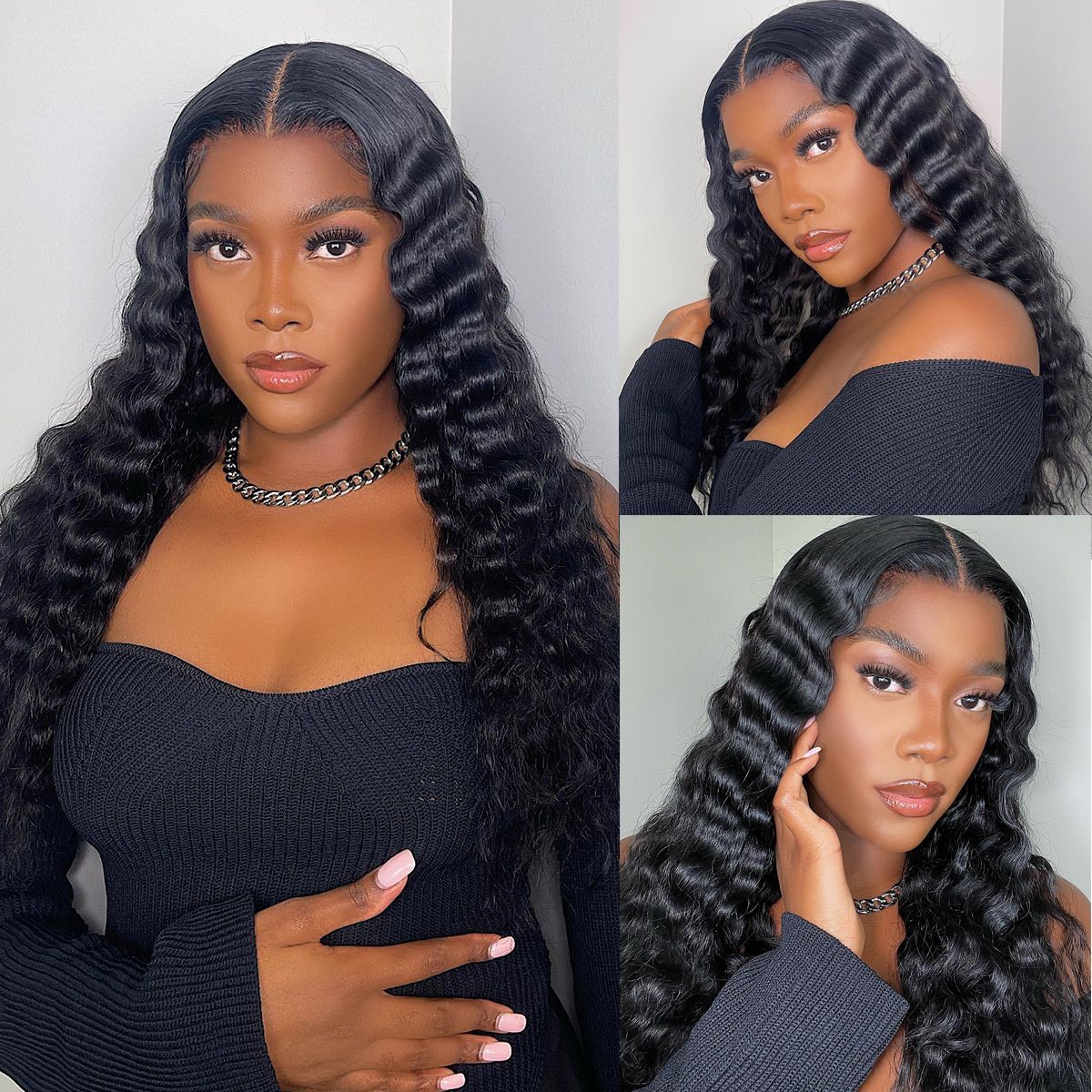 Premium 10A 13X4 Undetectable HD Full Frontal Lace Human Hair Wigs Loose Deep Wave