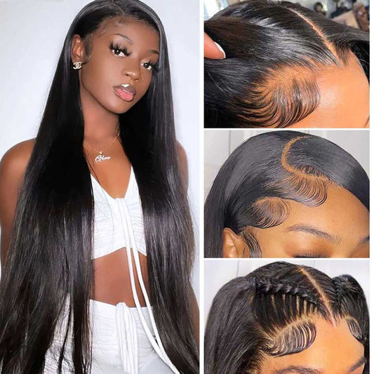 Transparent 13x6 Lace Front Closure 6x5 Glueless Brazilian Straight Human Hair Wigs