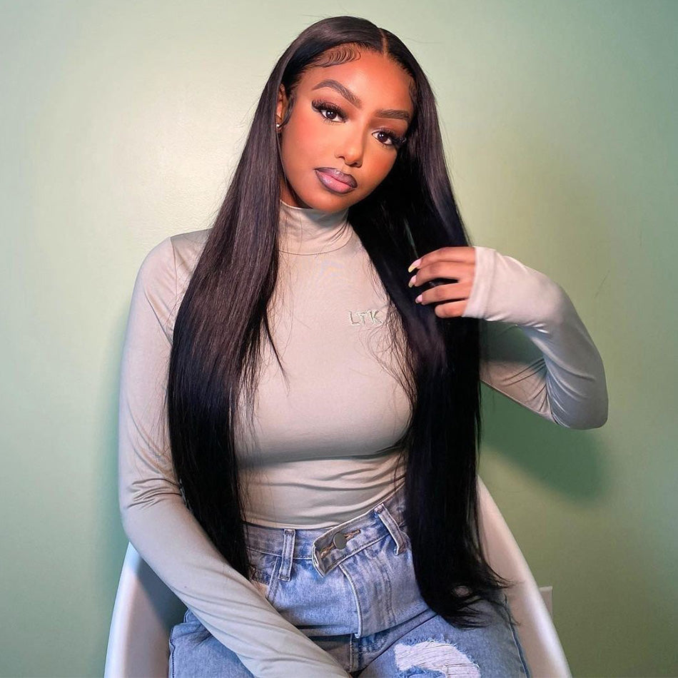 SUPER DEAL ! Transparent 5x5 13x6 Lace Front Closure Brazilian Straight Human Hair Wigs