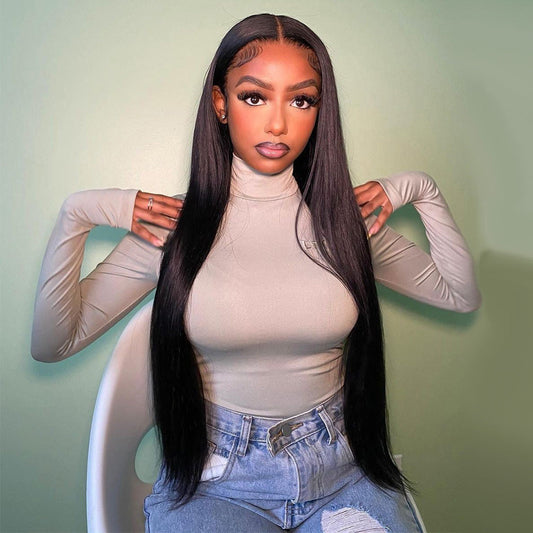 SUPER DEAL ! Transparent 5x5 13x6 Lace Front Closure Brazilian Straight Human Hair Wigs