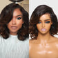 Fluffy Chic And Elegant Ombre Brown Colored Layered Glueless Lace Human Hair Wigs-005