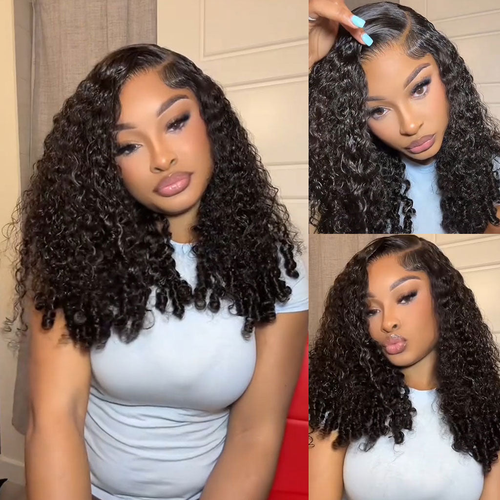 Premium 10A Burmese Curly With Spiral Curly Ends 13X4 Undetectable HD Full Frontal Lace Human Hair Wigs