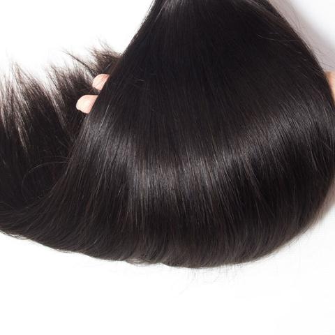 10A Straight Human Hair 3 Bundles With 5x5 Closure 100% Remy Human Hair