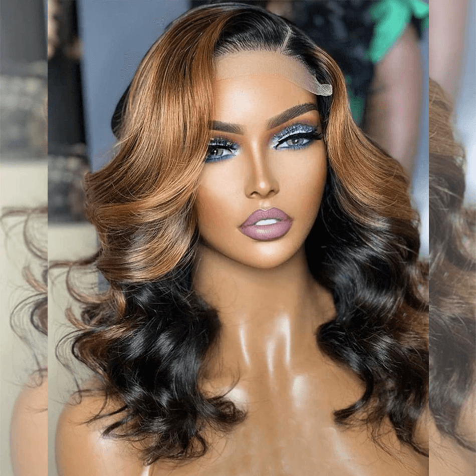 Hairstylist Works Double Drawn Shoulder Chest Length Wigs Highlight Colored Human Hair Wigs