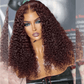 Hairstylist Works HD Transparent 13x6 Lace Front Wig 5x5 Glueless Curly Ready To Wear Human Hair Wigs 99j Wine Red Colored Wigs