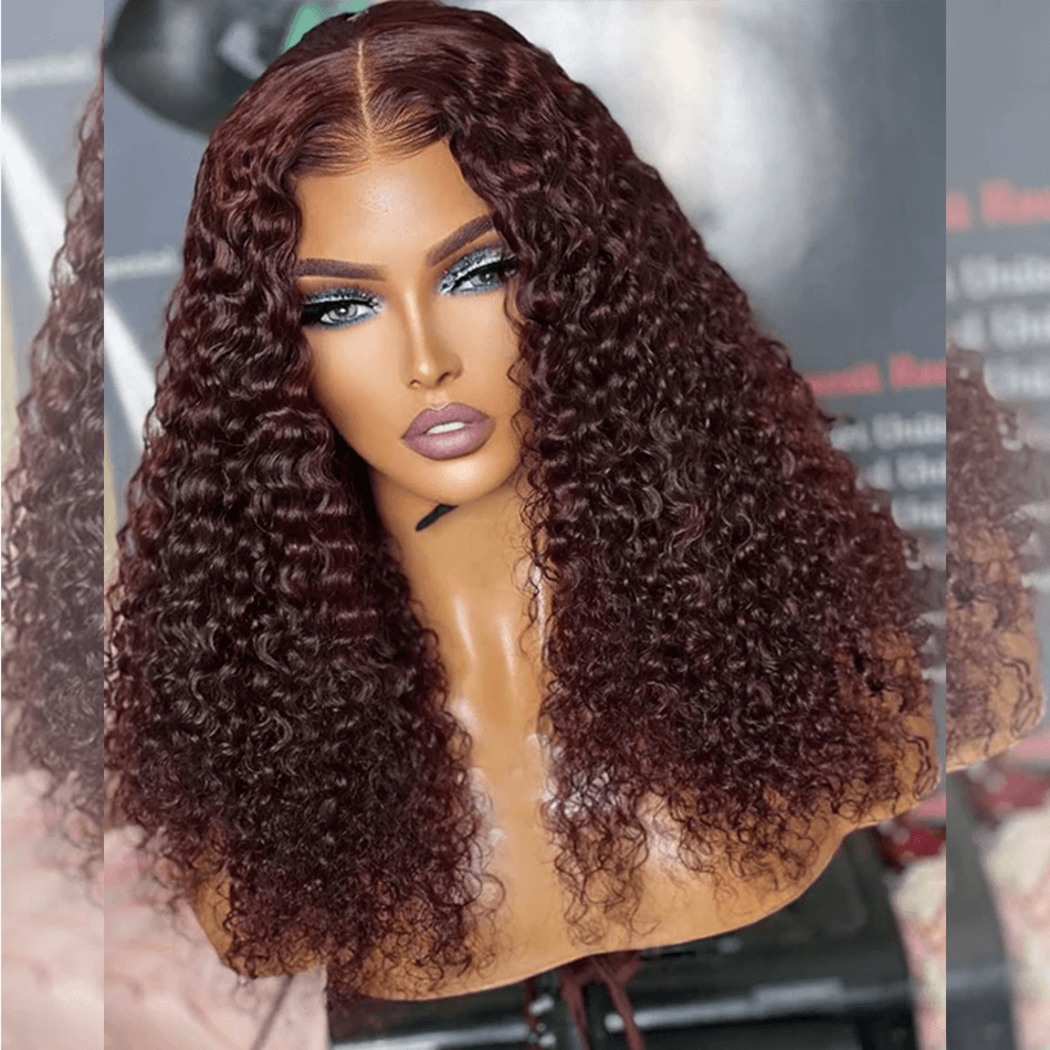 Hairstylist Works HD Transparent 13x6 Lace Front Wig 5x5 Glueless Curly Ready To Wear Human Hair Wigs 99j Wine Red Colored Wigs