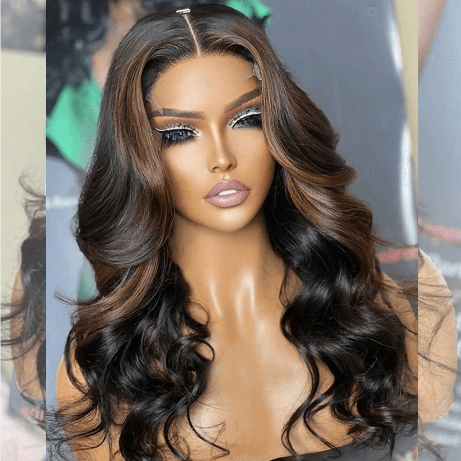 Hairstylist Works Double Drawn 250% Density 5x5 Glueless Lace Closure Highlights Brown Colored Put On And Go Human Hair Wigs