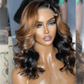 Hairstylist Works Double Drawn Shoulder Chest Length Wigs Highlight Colored Human Hair Wigs