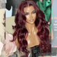 Luxurious Little Red Highlights 99J Colored Wigs 13x6 Lace Front 5x5 Glueless Ready To Go Human Hair Wigs