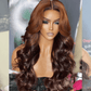 Luxurious Honey Brown Ombre Colored Wigs 5x5 Glueless Lace Closure Ready To Wear Human Hair Wigs