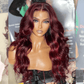 Luxurious Little Red Highlights 99J Colored Wigs 13x6 Lace Front 5x5 Glueless Ready To Go Human Hair Wigs