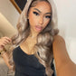 10A 250% Density Ash Blonde Colored 13x6 Lace Front Human Hair Wigs With Dark Roots