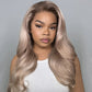 10A 250% Density Ash Blonde Colored 13x6 Lace Front Human Hair Wigs With Dark Roots