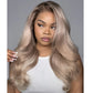 Double Drawn Weft Made Ombre Ash Blonde 13x6 Lace Front Human Hair Wigs