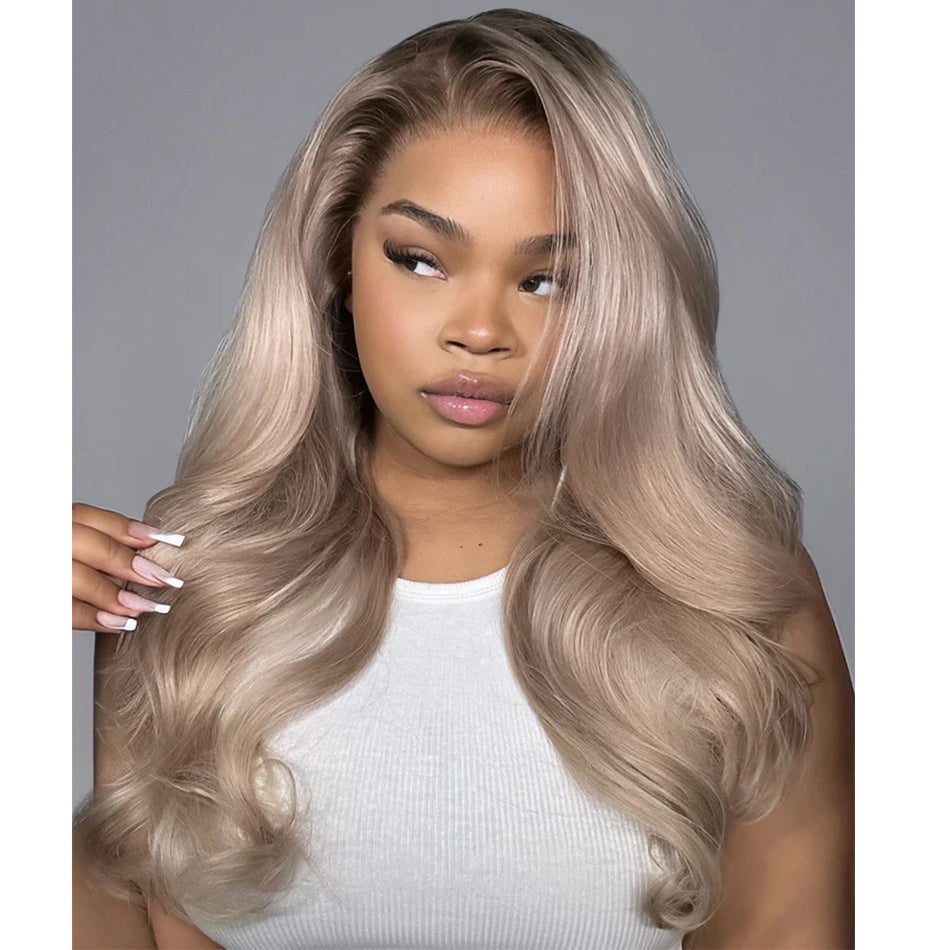 Double Drawn Weft Made Ombre Ash Blonde 13x6 Lace Front Human Hair Wigs