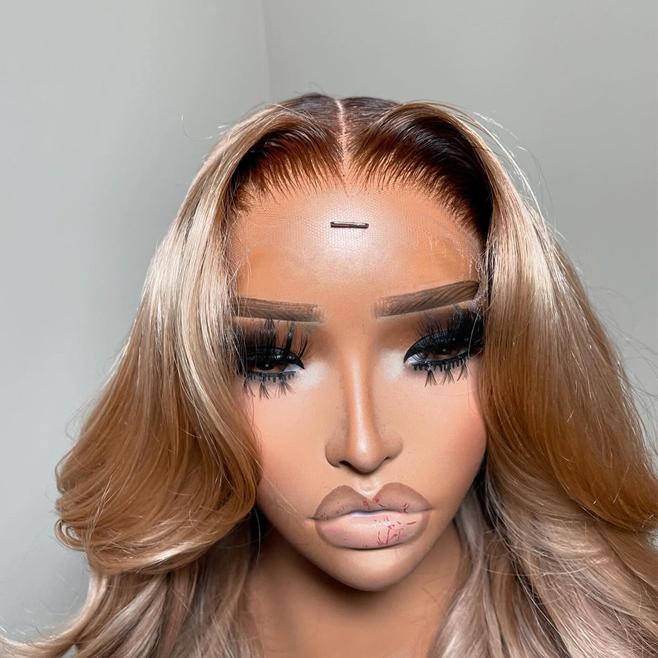 Double Drawn Weft Made Ombre Ash Blonde 13x6 Lace Front Human Hair Wigs