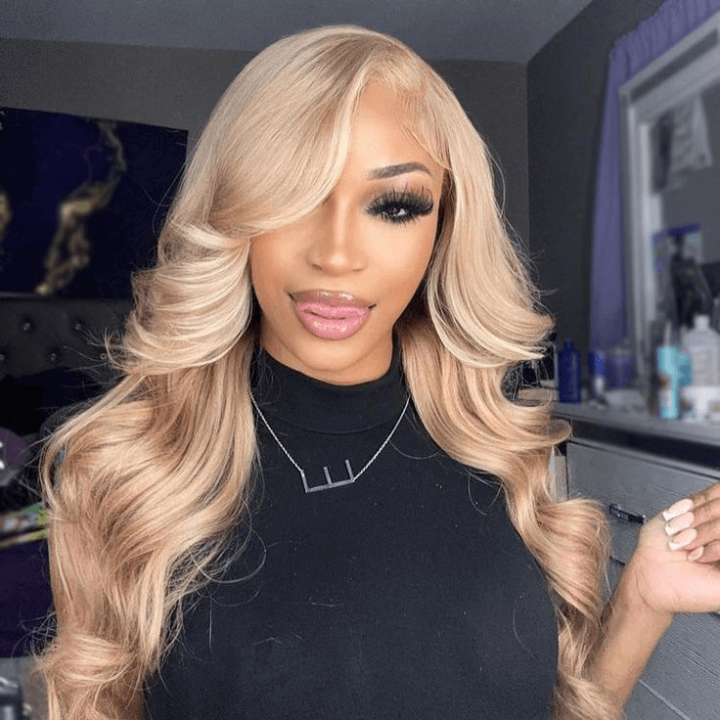 Ash Blonde Colored HD Transparent 13x6 Lace Front Human Hair Wig