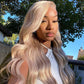 Ash Blonde Colored HD Transparent 13x6 Lace Front Human Hair Wig