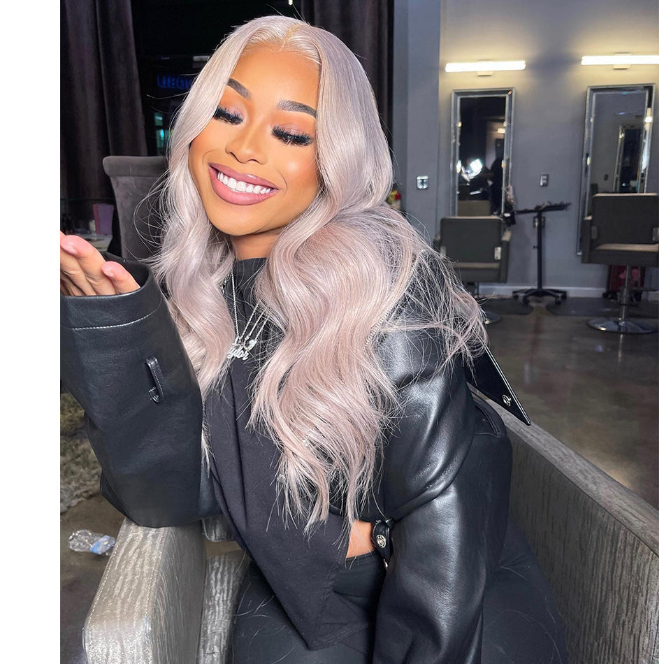 250% Density NEW Fashion Ash Purple Color 13x6 Lace Front Human Hair Wigs